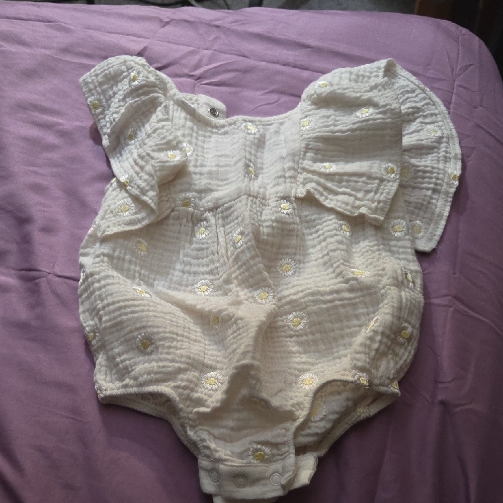 Cat & Jack White Bodysuit with Yellow Floral Design
